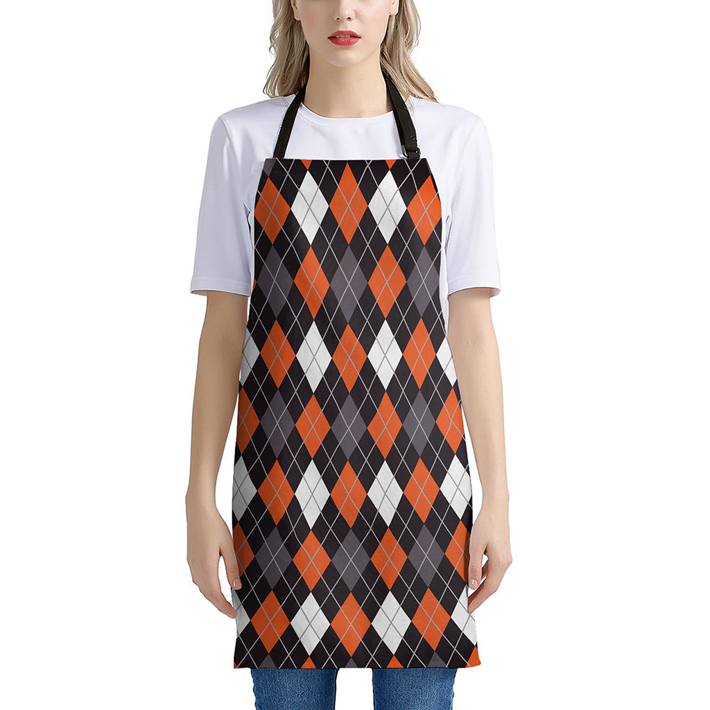 Halloween Argyle Pattern Print Apron