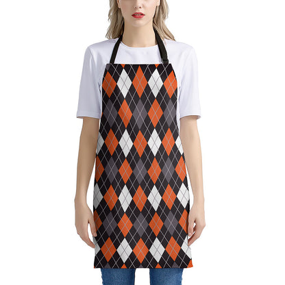 Halloween Argyle Pattern Print Apron