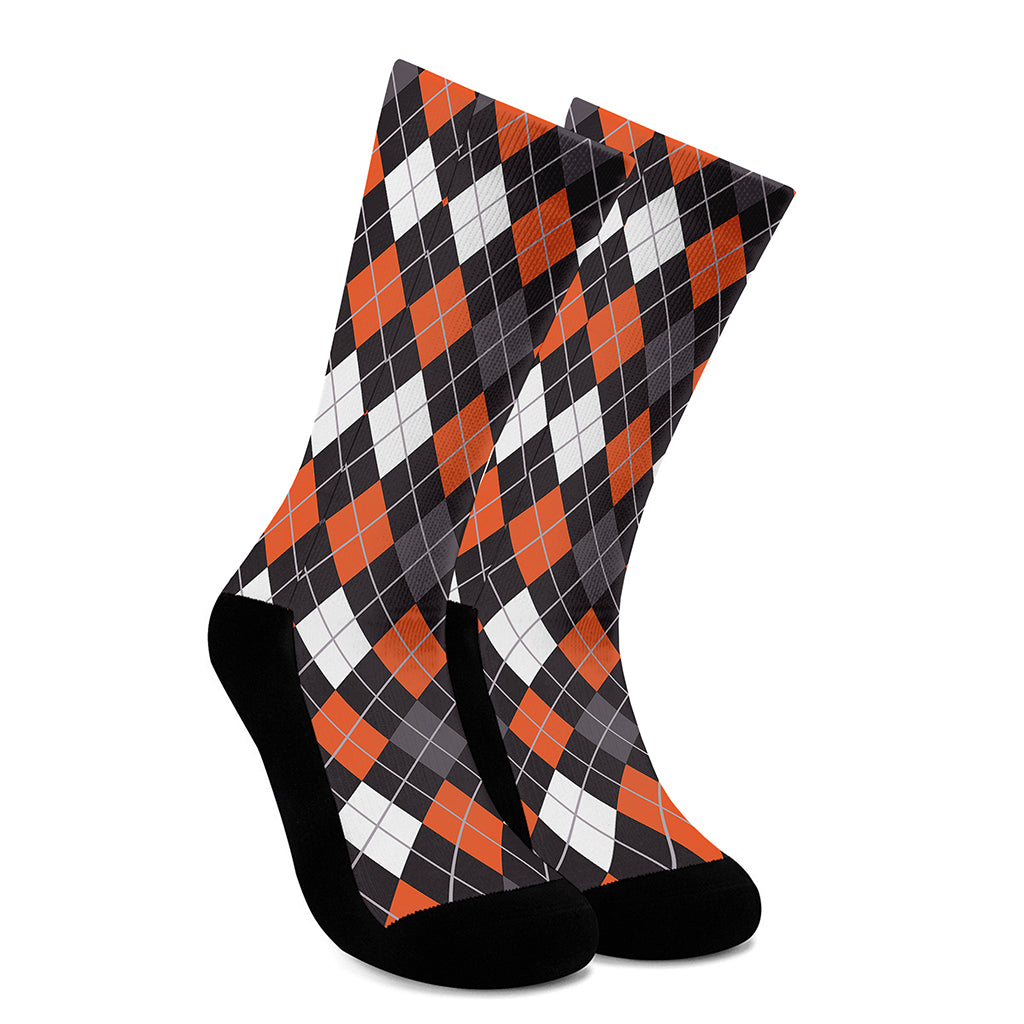 Halloween Argyle Pattern Print Crew Socks