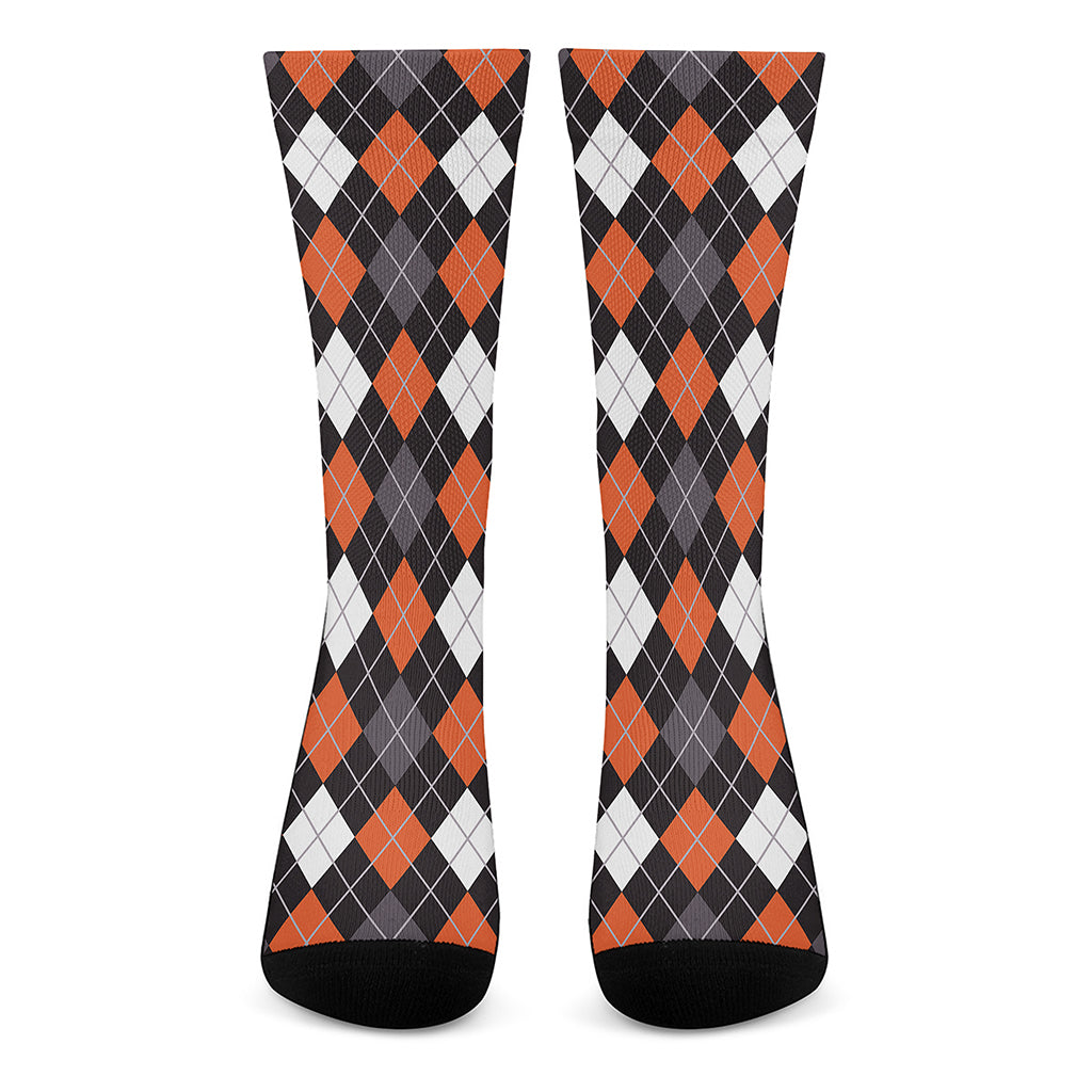 Halloween Argyle Pattern Print Crew Socks