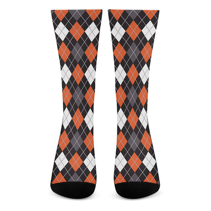 Halloween Argyle Pattern Print Crew Socks