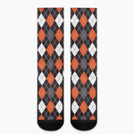 Halloween Argyle Pattern Print Crew Socks