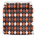 Halloween Argyle Pattern Print Duvet Cover Bedding Set