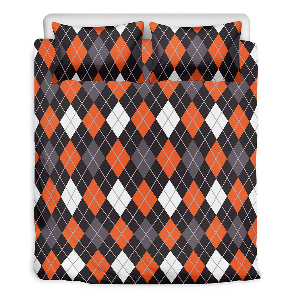 Halloween Argyle Pattern Print Duvet Cover Bedding Set