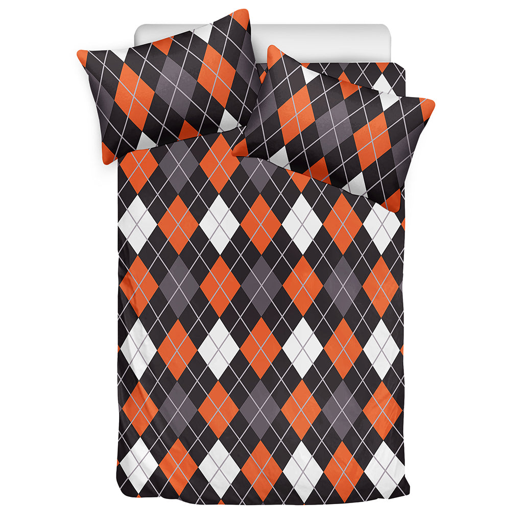 Halloween Argyle Pattern Print Duvet Cover Bedding Set