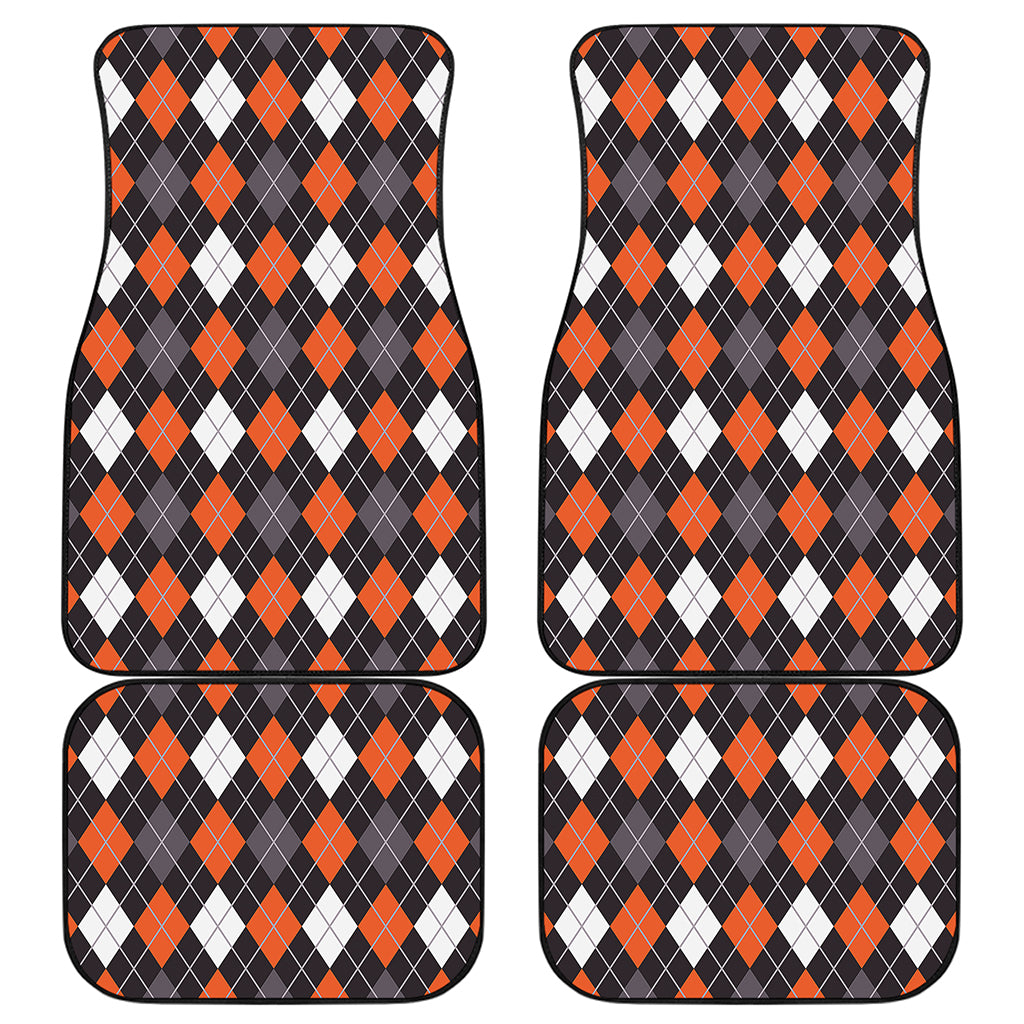 Halloween Argyle Pattern Print Front and Back Car Floor Mats