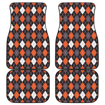 Halloween Argyle Pattern Print Front and Back Car Floor Mats