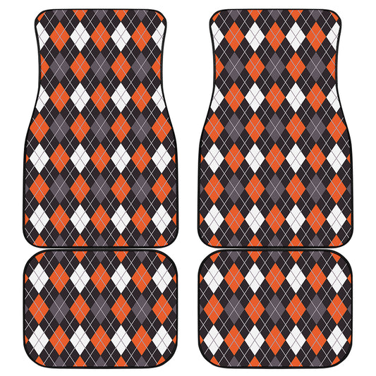 Halloween Argyle Pattern Print Front and Back Car Floor Mats