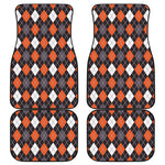 Halloween Argyle Pattern Print Front and Back Car Floor Mats