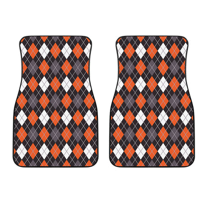 Halloween Argyle Pattern Print Front Car Floor Mats