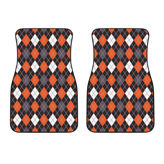 Halloween Argyle Pattern Print Front Car Floor Mats