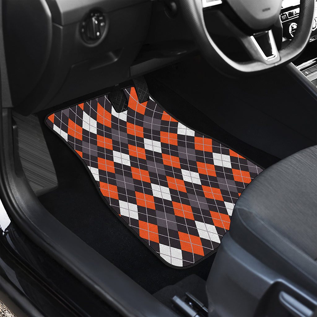 Halloween Argyle Pattern Print Front Car Floor Mats