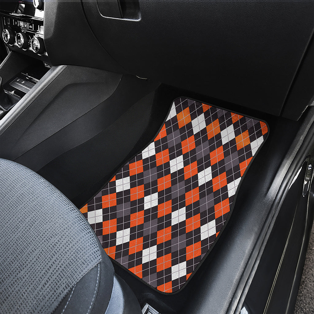 Halloween Argyle Pattern Print Front Car Floor Mats