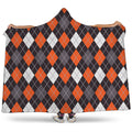 Halloween Argyle Pattern Print Hooded Blanket