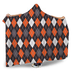 Halloween Argyle Pattern Print Hooded Blanket