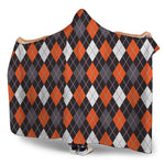 Halloween Argyle Pattern Print Hooded Blanket