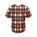 Halloween Argyle Pattern Print Men's Baseball Jersey