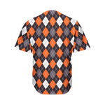 Halloween Argyle Pattern Print Men's Baseball Jersey