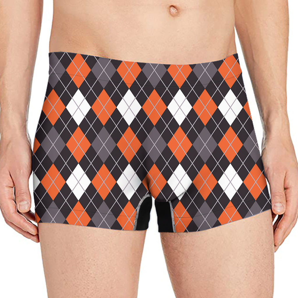 Halloween Argyle Pattern Print Men's Boxer Briefs