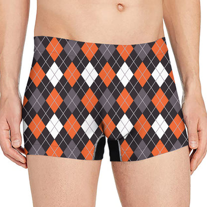 Halloween Argyle Pattern Print Men's Boxer Briefs