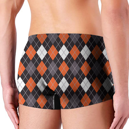 Halloween Argyle Pattern Print Men's Boxer Briefs