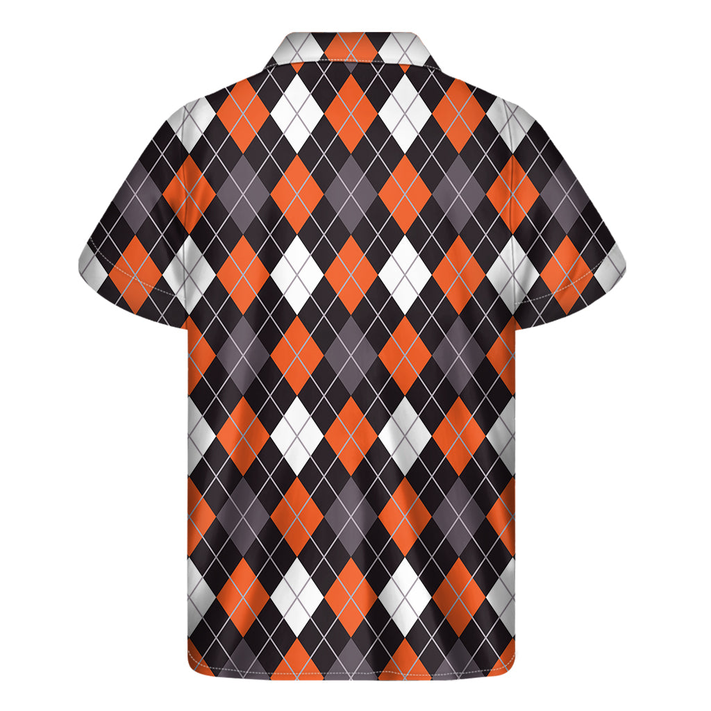 Halloween Argyle Pattern Print Men's Short Sleeve Shirt