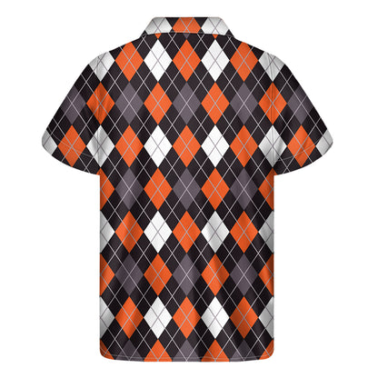 Halloween Argyle Pattern Print Men's Short Sleeve Shirt