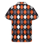 Halloween Argyle Pattern Print Men's Short Sleeve Shirt