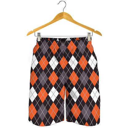 Halloween Argyle Pattern Print Men's Shorts
