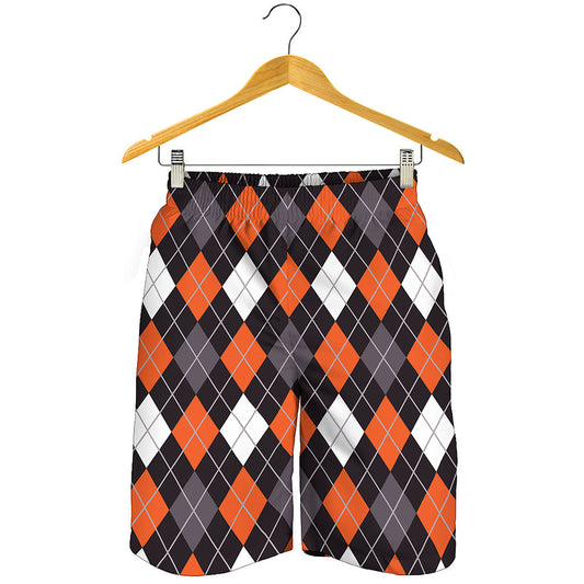 Halloween Argyle Pattern Print Men's Shorts