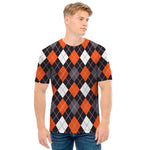 Halloween Argyle Pattern Print Men's T-Shirt
