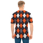 Halloween Argyle Pattern Print Men's T-Shirt
