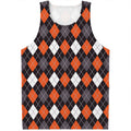 Halloween Argyle Pattern Print Men's Tank Top