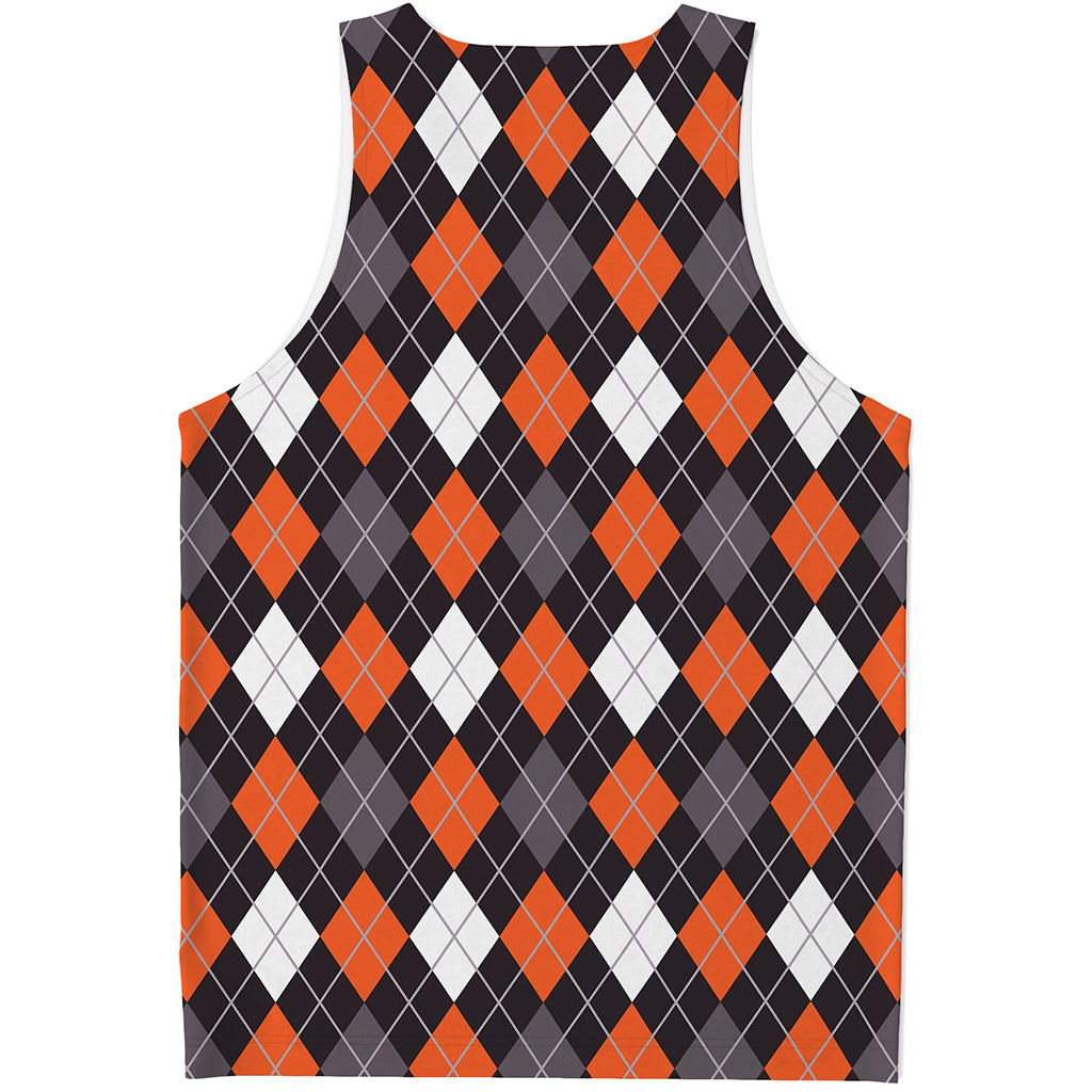 Halloween Argyle Pattern Print Men's Tank Top