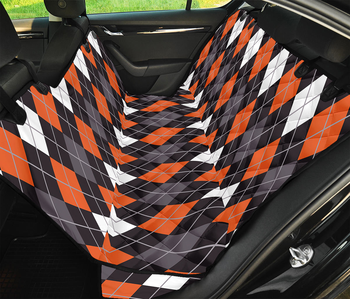 Halloween Argyle Pattern Print Pet Car Back Seat Cover