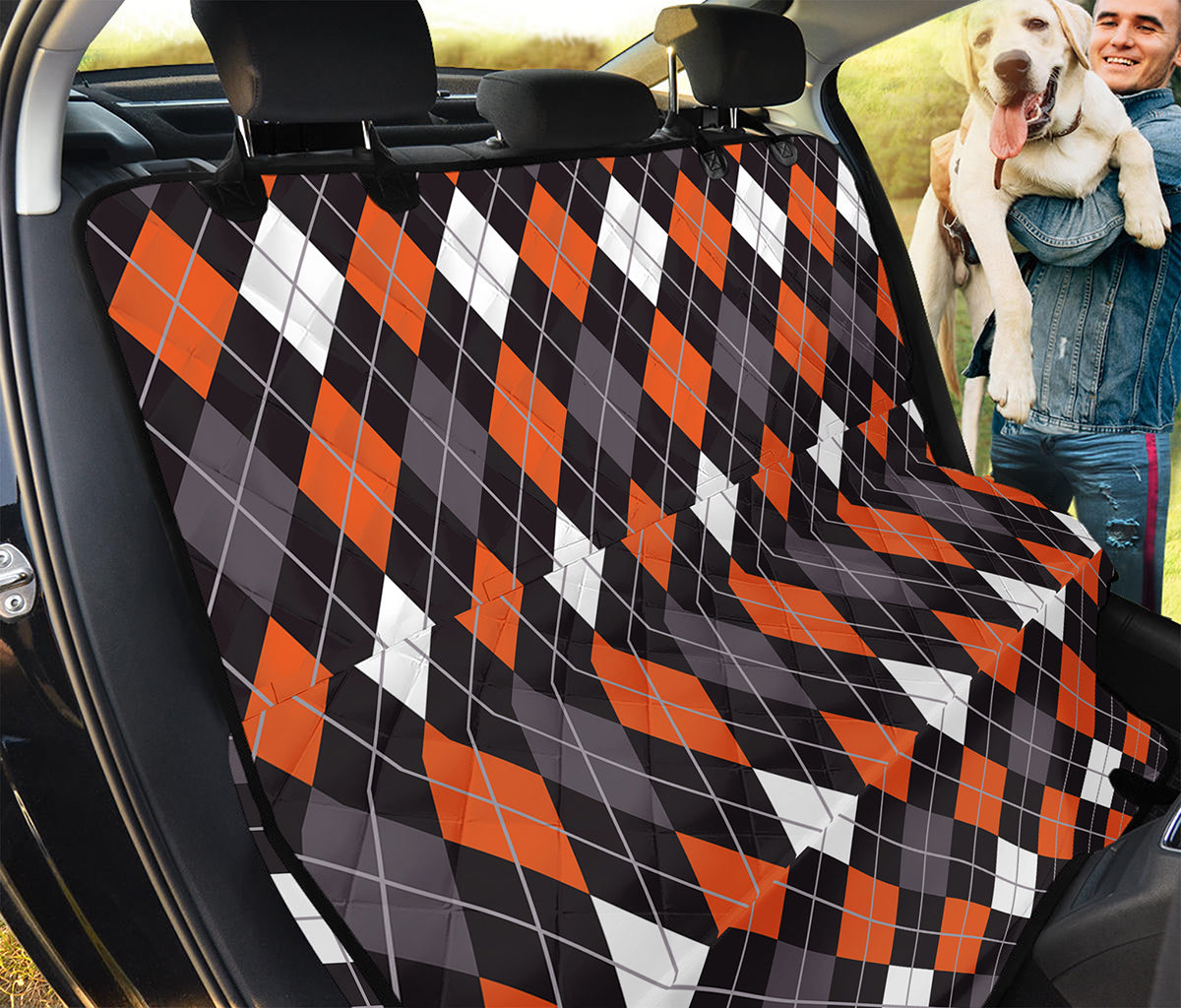 Halloween Argyle Pattern Print Pet Car Back Seat Cover