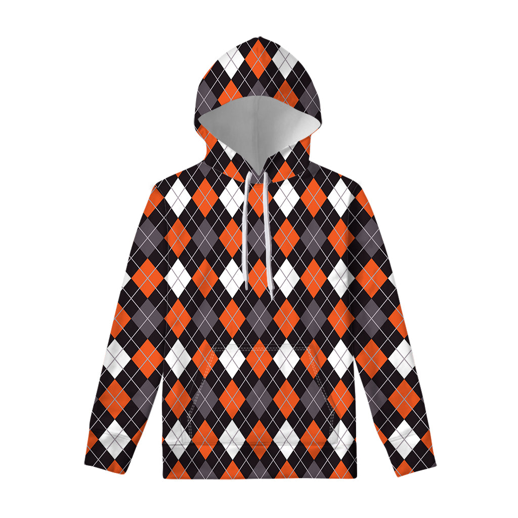 Halloween Argyle Pattern Print Pullover Hoodie