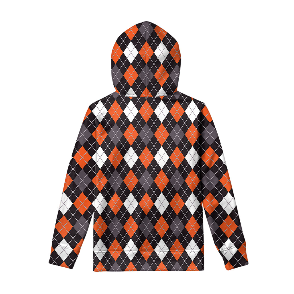 Halloween Argyle Pattern Print Pullover Hoodie