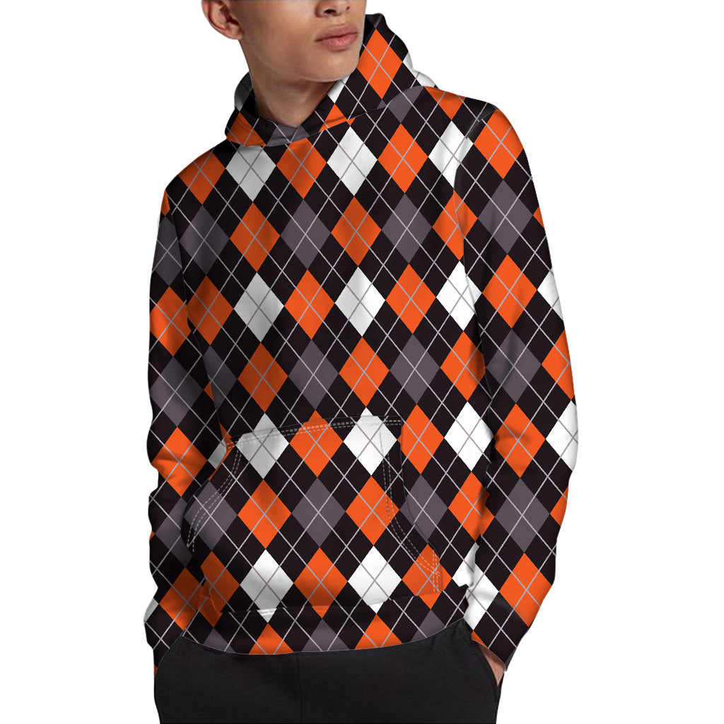 Halloween Argyle Pattern Print Pullover Hoodie