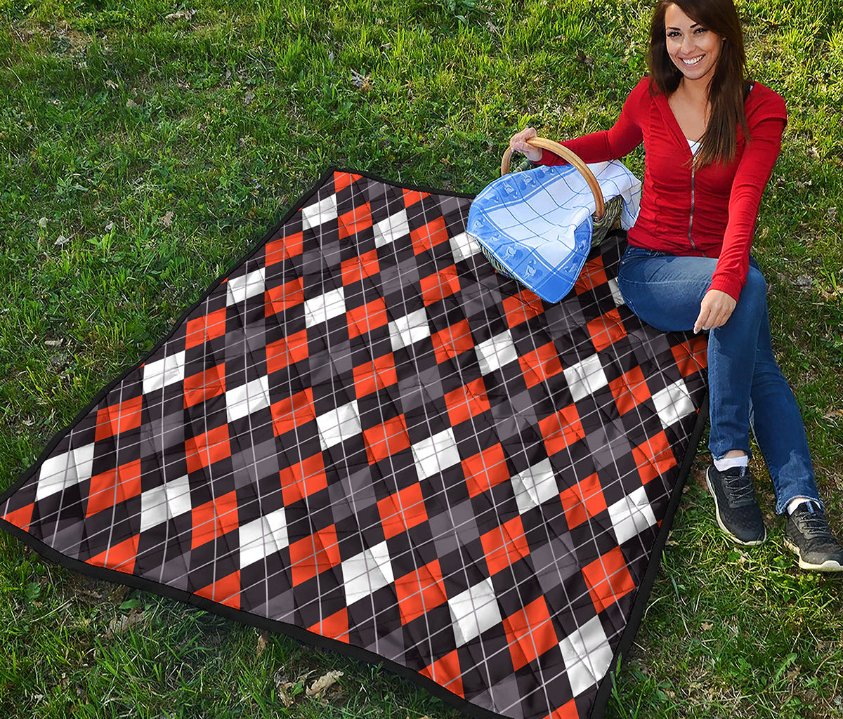 Halloween Argyle Pattern Print Quilt