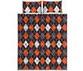 Halloween Argyle Pattern Print Quilt Bed Set