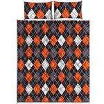 Halloween Argyle Pattern Print Quilt Bed Set
