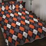 Halloween Argyle Pattern Print Quilt Bed Set