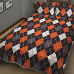 Halloween Argyle Pattern Print Quilt Bed Set