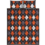 Halloween Argyle Pattern Print Quilt Bed Set