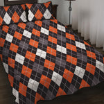 Halloween Argyle Pattern Print Quilt Bed Set