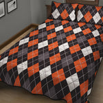 Halloween Argyle Pattern Print Quilt Bed Set