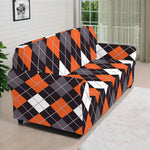 Halloween Argyle Pattern Print Sofa Cover