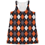 Halloween Argyle Pattern Print Women's Racerback Tank Top