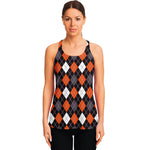 Halloween Argyle Pattern Print Women's Racerback Tank Top